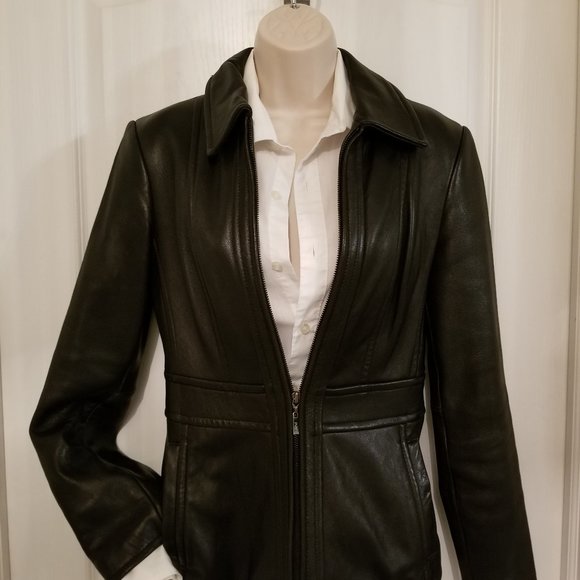 Ladies black Leather Jacket by Jones NY Size Small - Picture 8 of 16